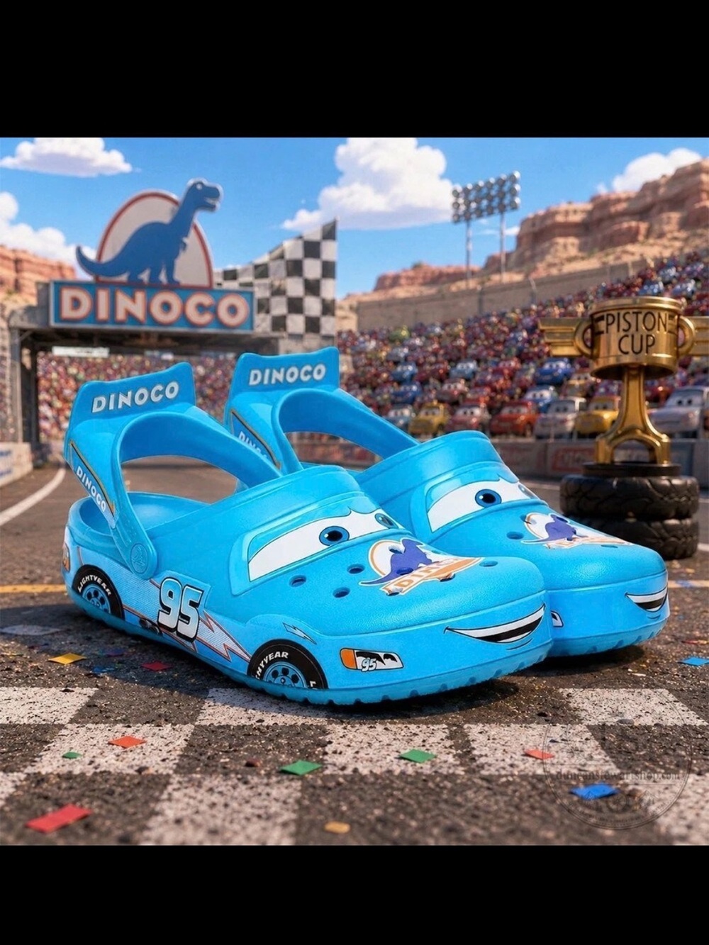 Cars Lightning Mcqueen x Crocs Blue Clog Dinoco (213582-90H) Men Sizes 11 New